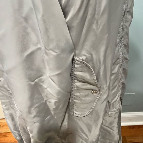 French Connection Grey Layered Long Bomber Jacket Size Small - Picture 6 of 10